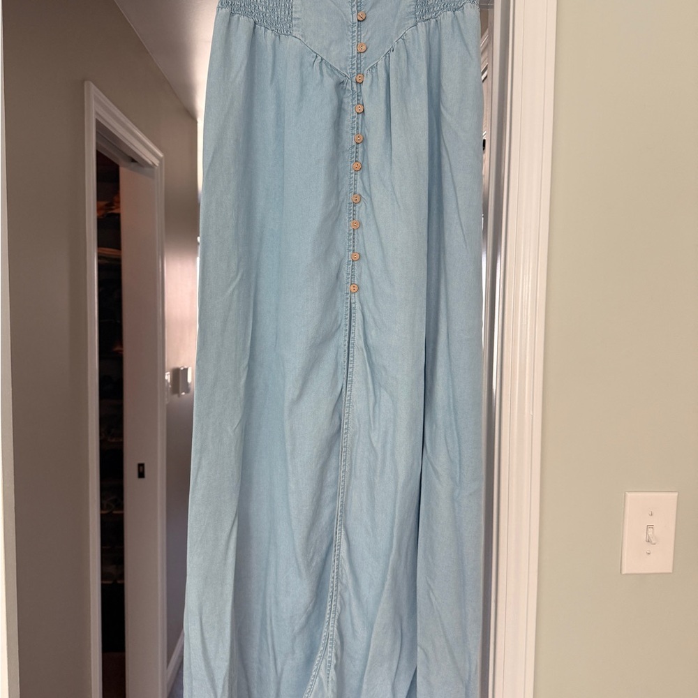 Promesa Sky Blue Button-Down Maxi Skirt